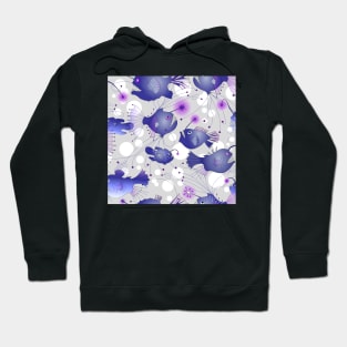 Angler fish - violet on gray Hoodie